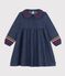 Children's plain, long-sleeved denim dress blue