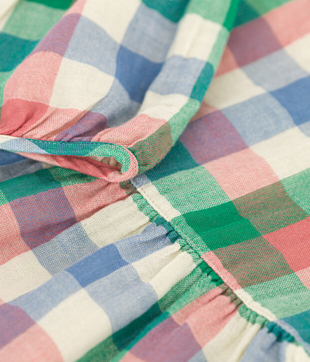 Babies' long-sleeved cotton gauze dress Ecru/multicolor