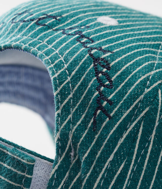 Baby boys' striped cap OLIVIER green/MARSHMALLOW white