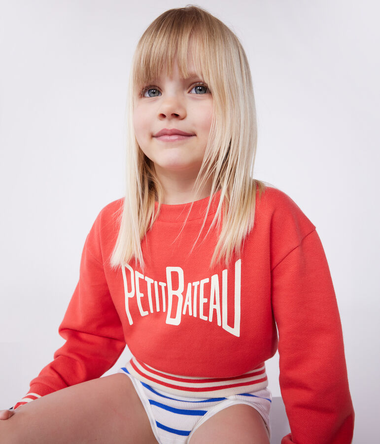 Children's unisex printed cotton sweatshirt red
