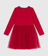Girls' dress in heavy jersey and tulle COULIS