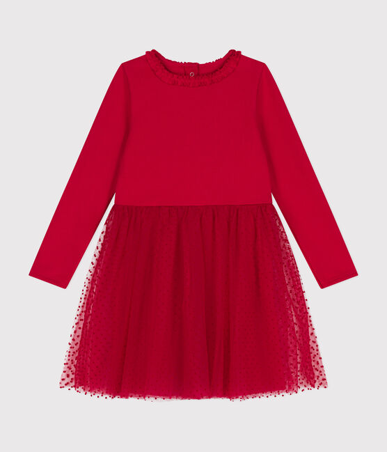 Girls' dress in heavy jersey and tulle COULIS