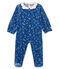 Baby Girls' Velour Sleepsuit MAJOR blue/MARSHMALLOW white