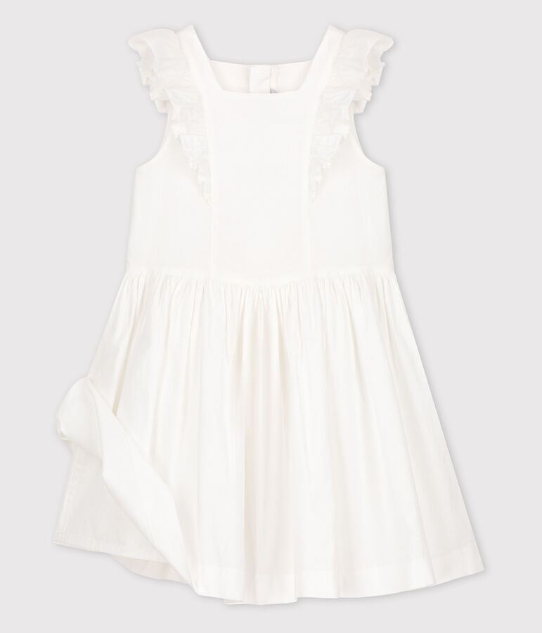 Girls' Poplin Formal Dress ECUME white