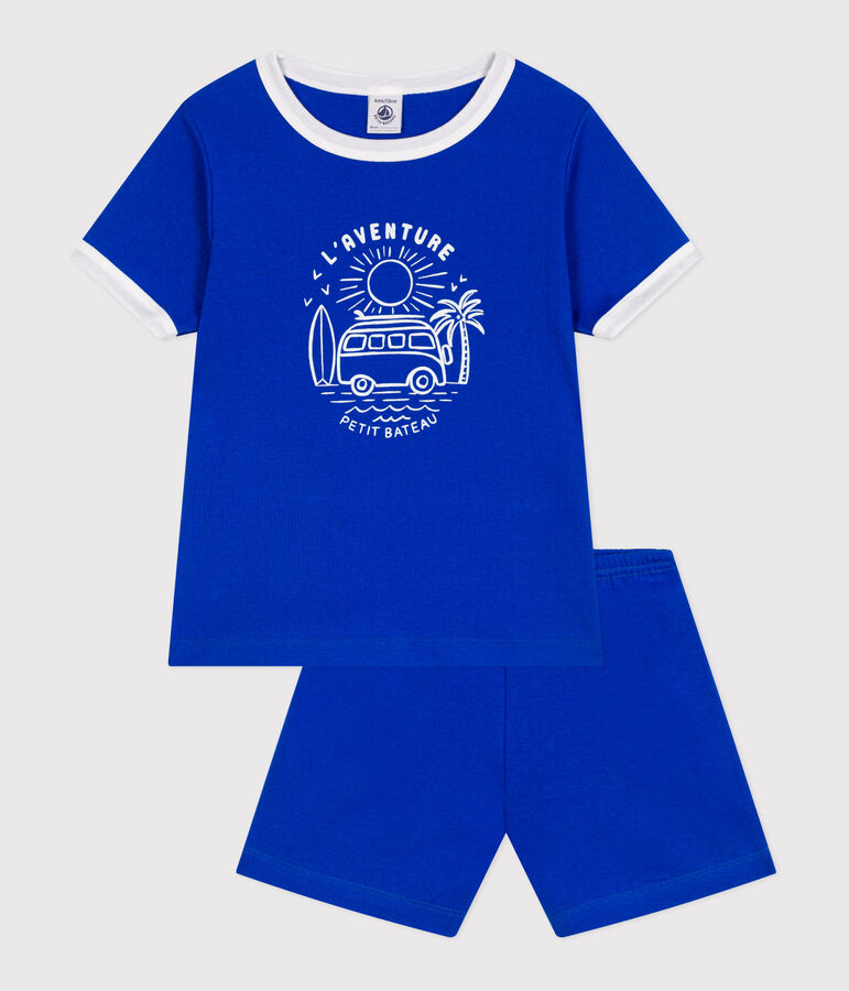 Children's short cotton pyjamas PERSE blue
