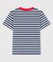 Boys' Short-Sleeved Cotton T-Shirt MEDIEVAL blue/MARSHMALLOW white