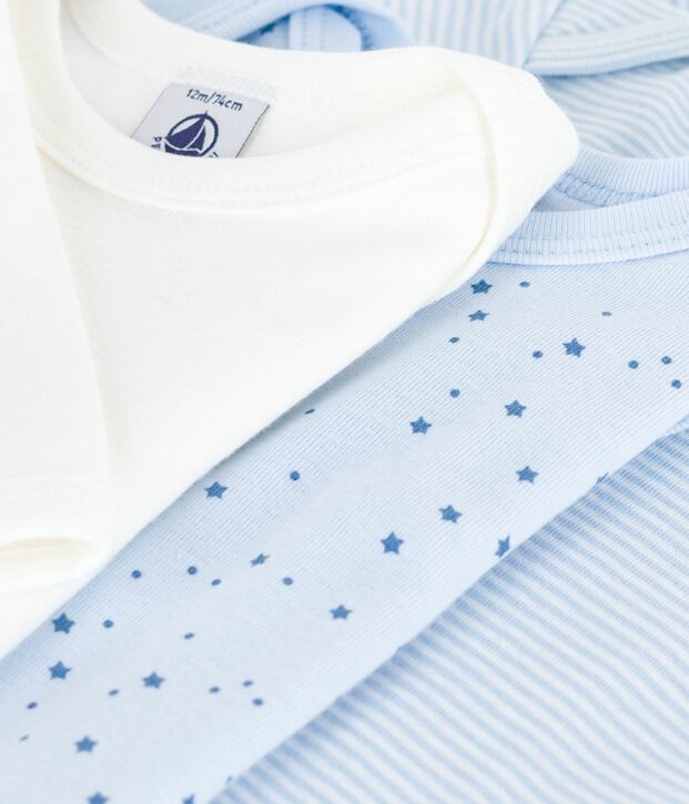 Pack of babies' long-sleeved star-print cotton bodies multicolor