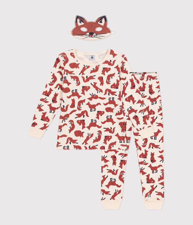 Children's cotton fox costume pyjamas Ecru/multicolor