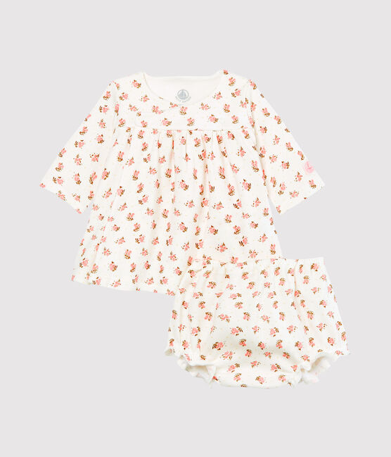 Baby girls' dress and bloomers MARSHMALLOW white/MULTICO white