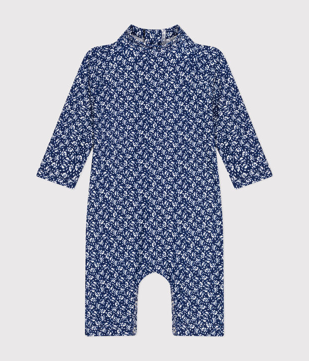 Babies' UV-protect swimming onesie blue/white