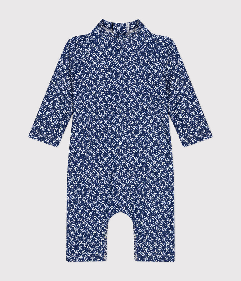 Babies' UV-protect swimming onesie blue/white