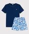 Boys' Blue Cotton Short Pyjamas MEDIEVAL blue/MULTICO white