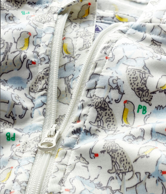 Unisex print windbreaker for babies MARSHMALLOW white/BRUT blue/MULTICO