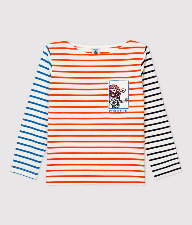 Unisex Children's Long-Sleeved T-Shirt white/orange/multicolor