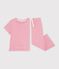 Children's wide-leg cotton pyjamas with stripes pink/white