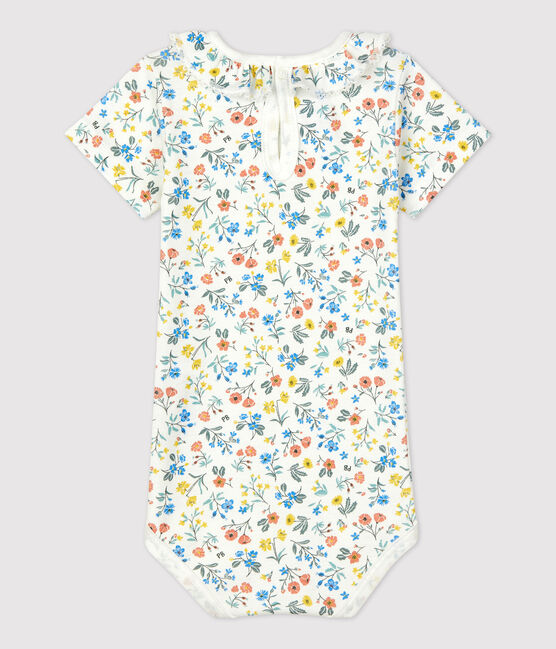 Babies' Cotton Floral Print Bodysuit With Ruffle Collar MARSHMALLOW white/MULTICO white