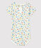 Babies' Cotton Floral Print Bodysuit With Ruffle Collar MARSHMALLOW white/MULTICO white