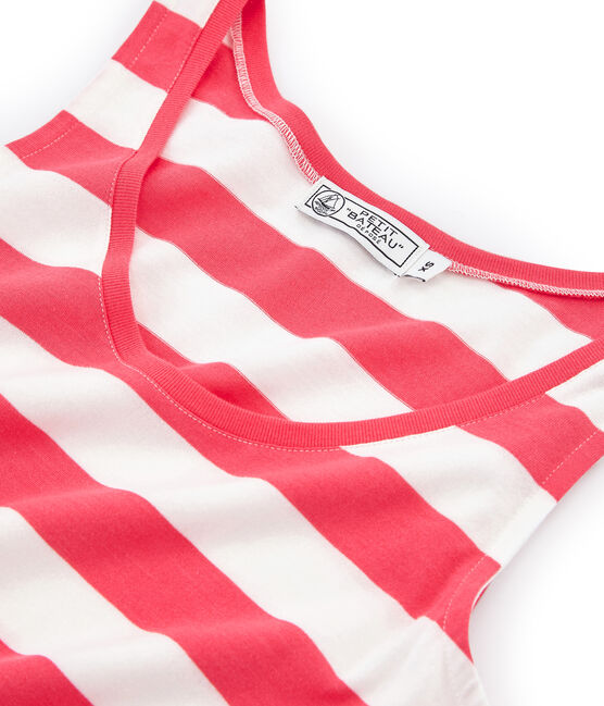 Women's sleeveless dress GROSEILLER pink/MARSHMALLOW white