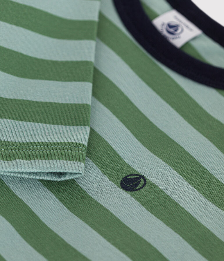 Boys' long-sleeved T-shirt in fine jersey PALMERAIE green/PAUL