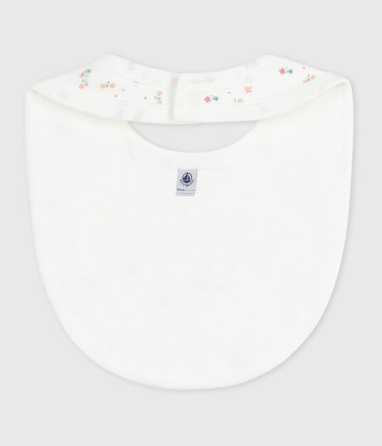 Newborn babies' floral-print cotton bib MARSHMALLOW white/MULTICO white