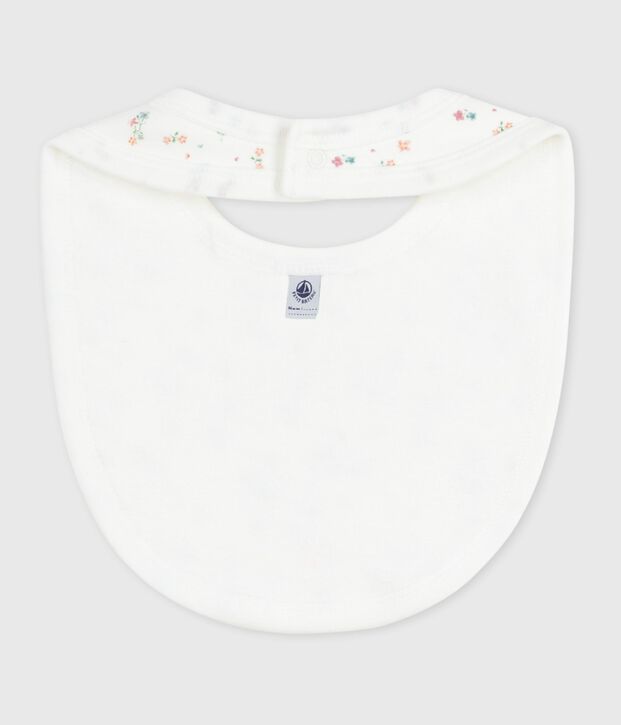 Newborn babies' floral-print cotton bib white/multicolor