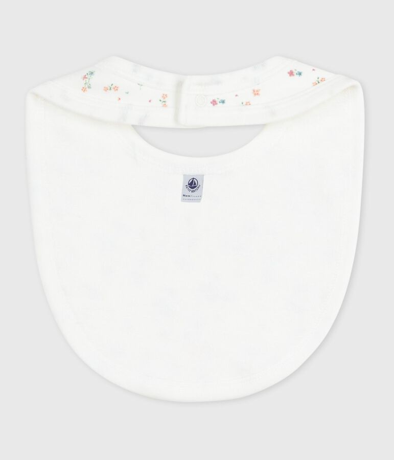 Newborn babies' floral-print cotton bib white/multicolor
