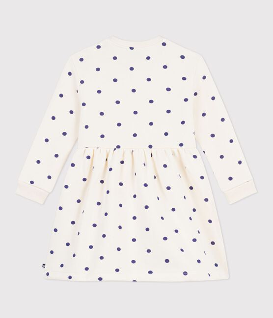 Children's long-sleeved polkadot print cotton dress MILK blue/SOIR