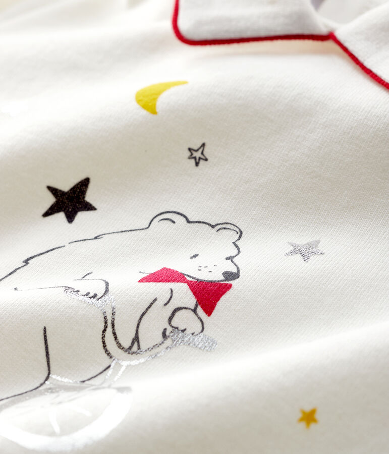 Baby boy's t-shirt with polo collar MARSHMALLOW white