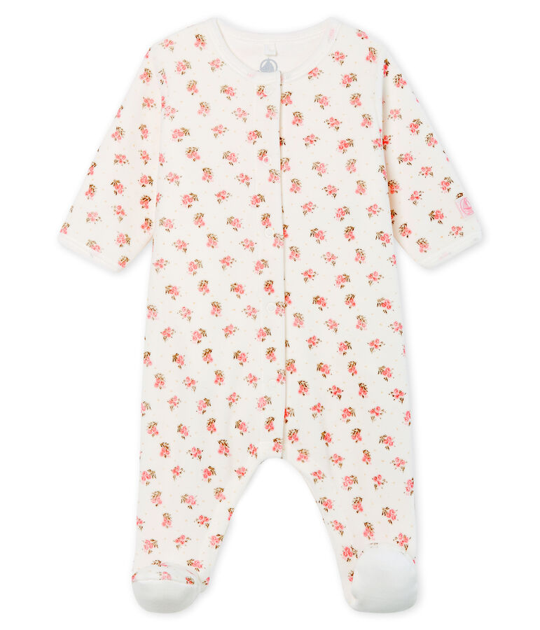 Baby Girls' Velour Bodyjama MARSHMALLOW white/MULTICO white