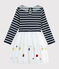 Girl's Long-sleeved Dress SMOKING blue/MULTICO white