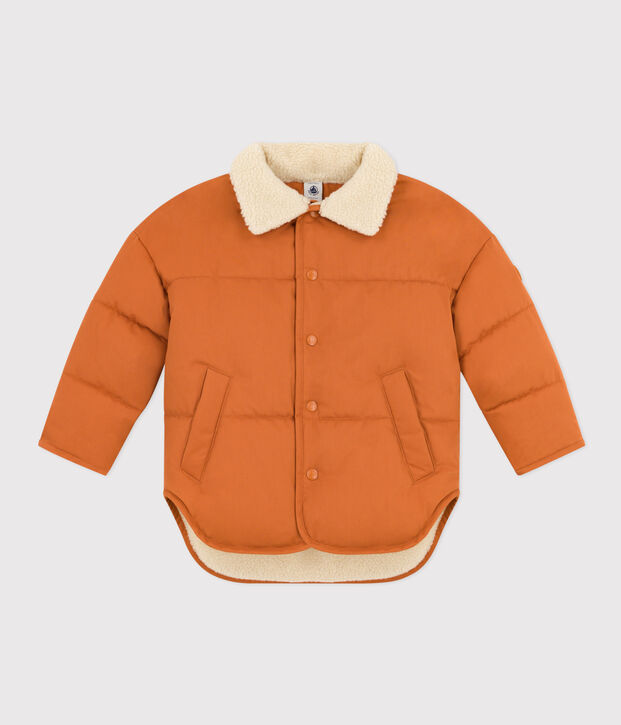 Children's unisex short jacket lined with sherpa brown