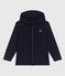 Children's plain cotton zip-up hoodie SMOKING blue