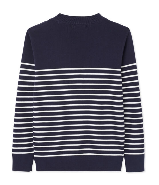 Men's Sailor Pullover with Stripe Design SMOKING blue/LAIT white