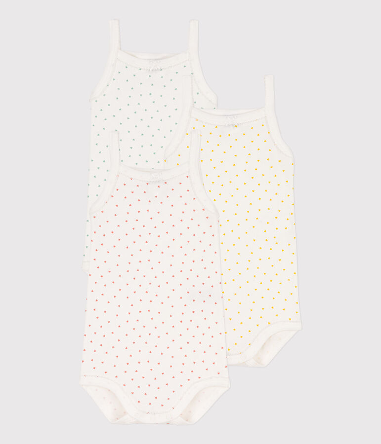 Cotton Heart Vest Bodysuits - Pack of 3 multicolor