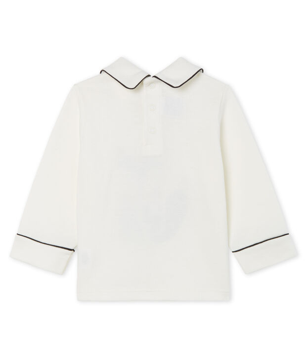Baby Boys' Long-Sleeved T-Shirt with Collar white