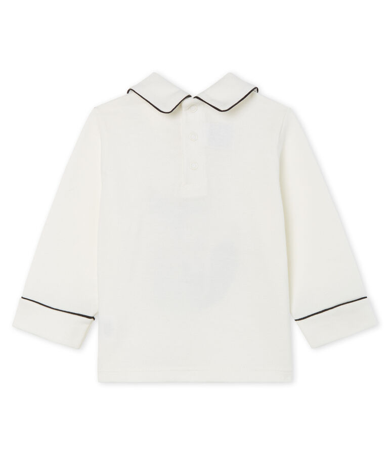 Baby Boys' Long-Sleeved T-Shirt with Collar white