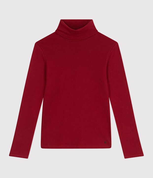 The Iconic cotton polo neck top for women red