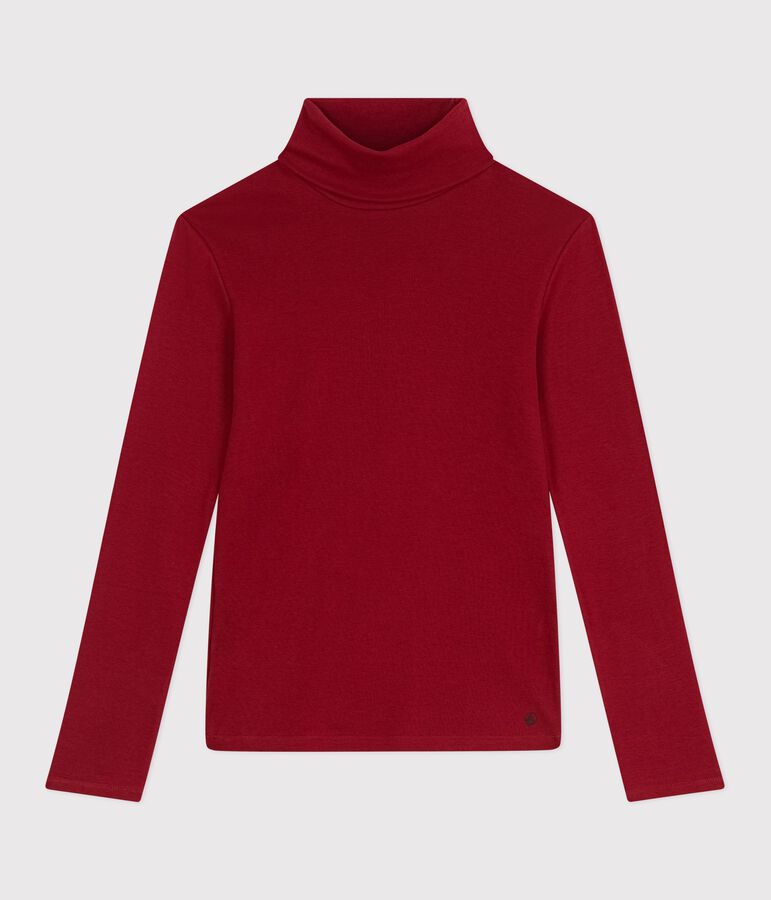 The Iconic cotton polo neck top for women red