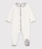 Babies' pyjama suit in plain velour with a collar and floral print detail white