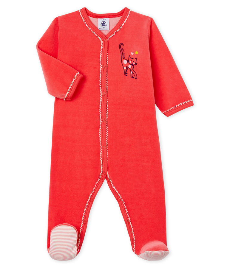 Baby Girls' Velour Sleepsuit red