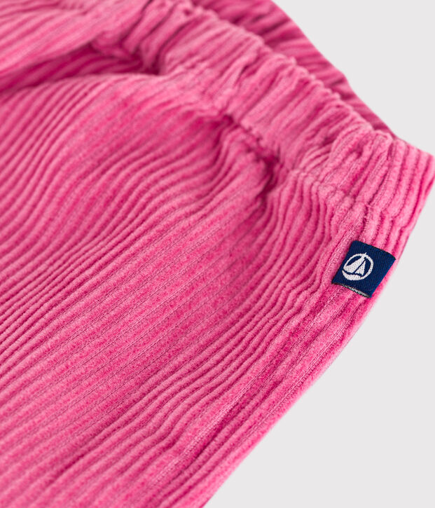 Babies' plain corduroy trousers pink