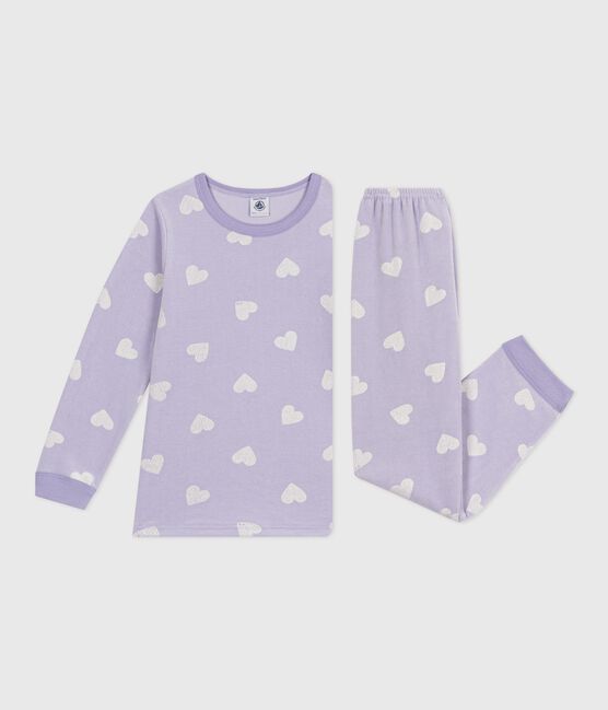 Children's heart-print velour pyjamas SQUAW white/MARSHMALLOW