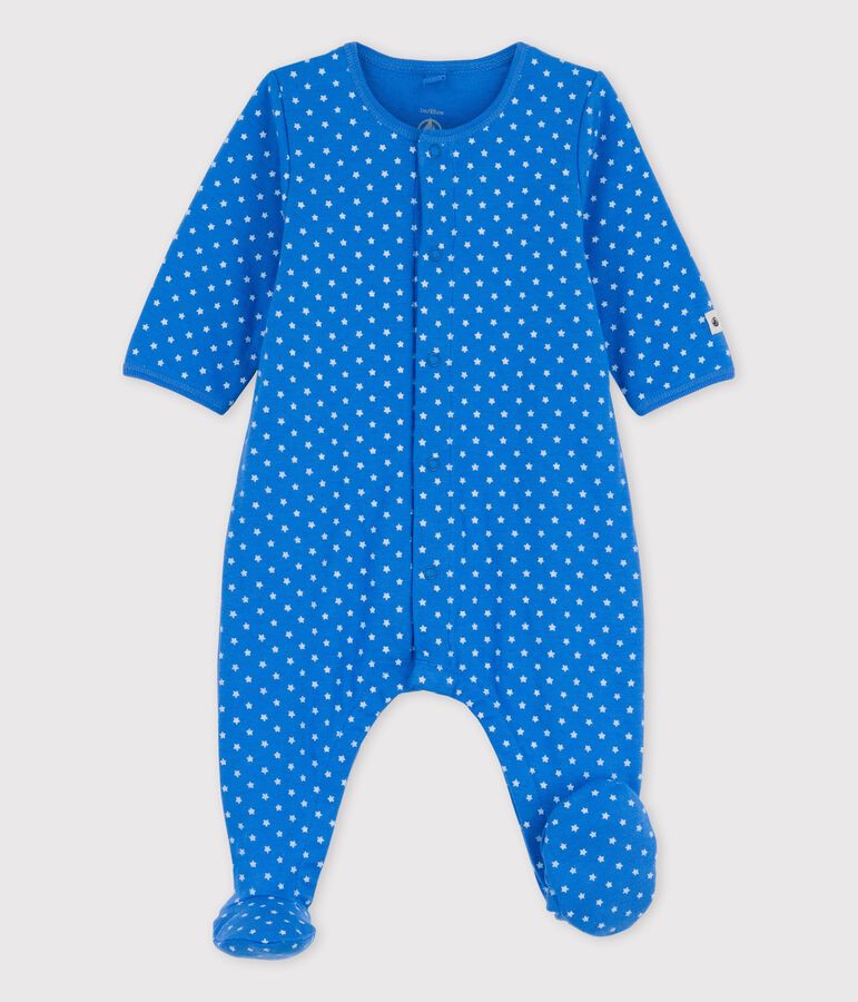 Babies' Organic Cotton Bodyjama blue/white