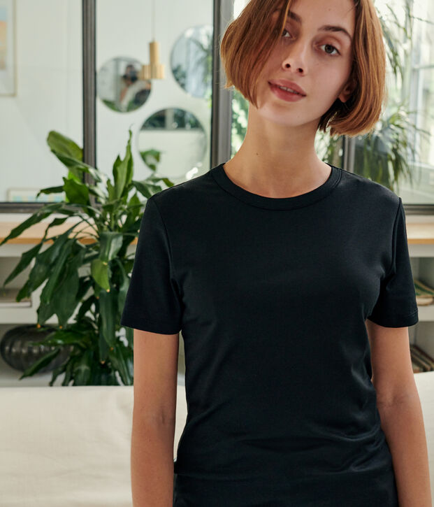 Women's Sea Island cotton T-shirt black