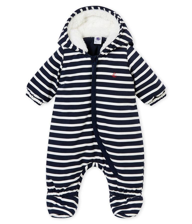 Baby Boys' Microfibre Snowsuit with Sailor Stripes blue/white