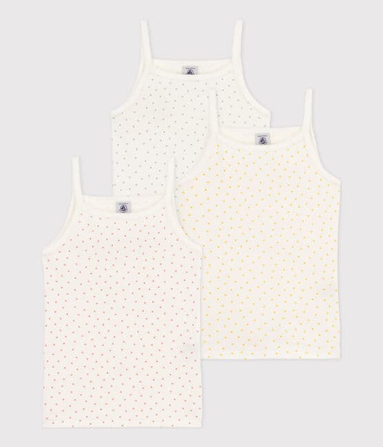 Girls' Mini Heart Patterned Cotton Strappy Vests - 3-Pack variante 1