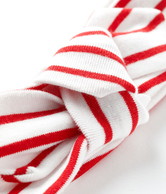 Baby Girls' Striped Headband MARSHMALLOW white/TERKUIT red