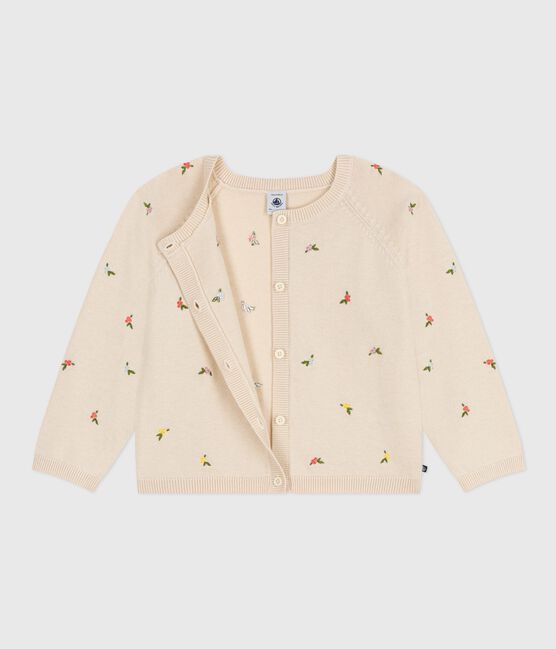 Children's wool and cotton cardigan with embroidered motifs AVALANCHE white/MULTICO