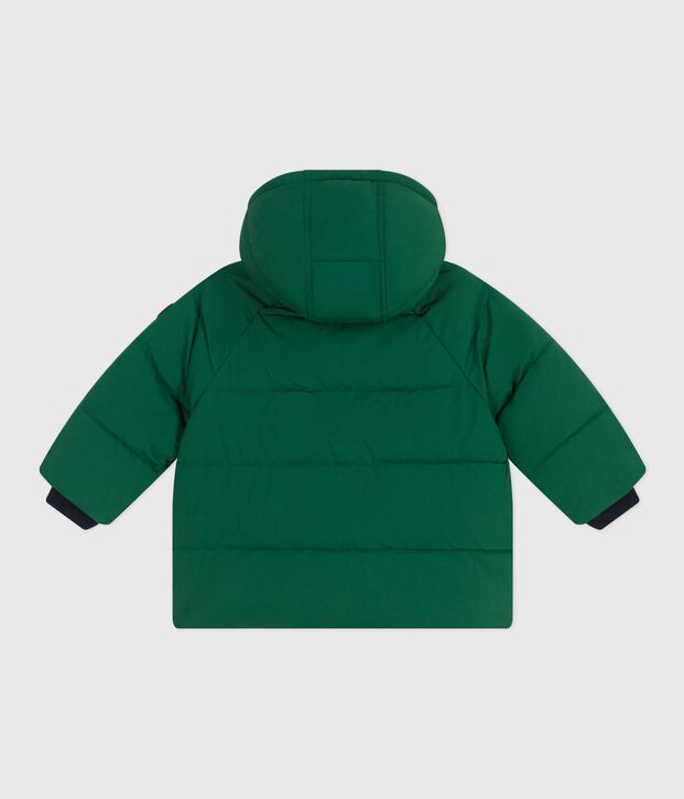 Babies' puffer jacket in plain polyester green