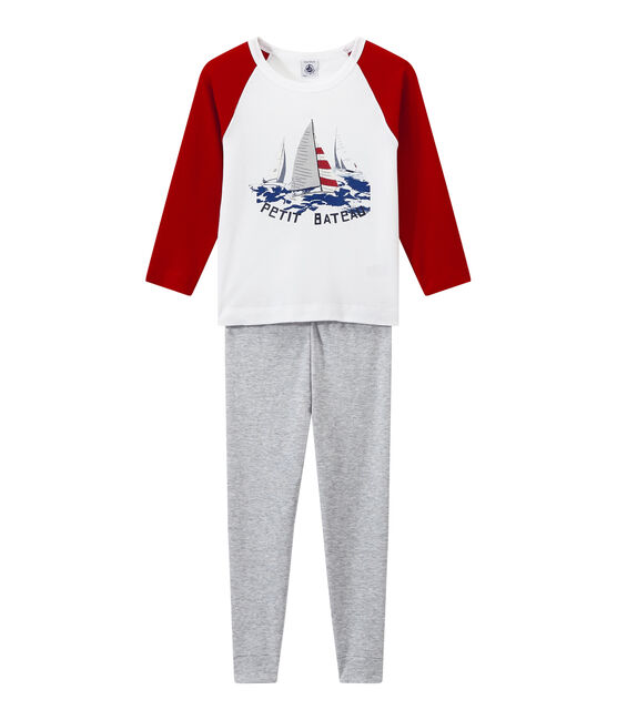 Boy's silkscreen print pyjamas POUSSIERE grey/MULTICO white